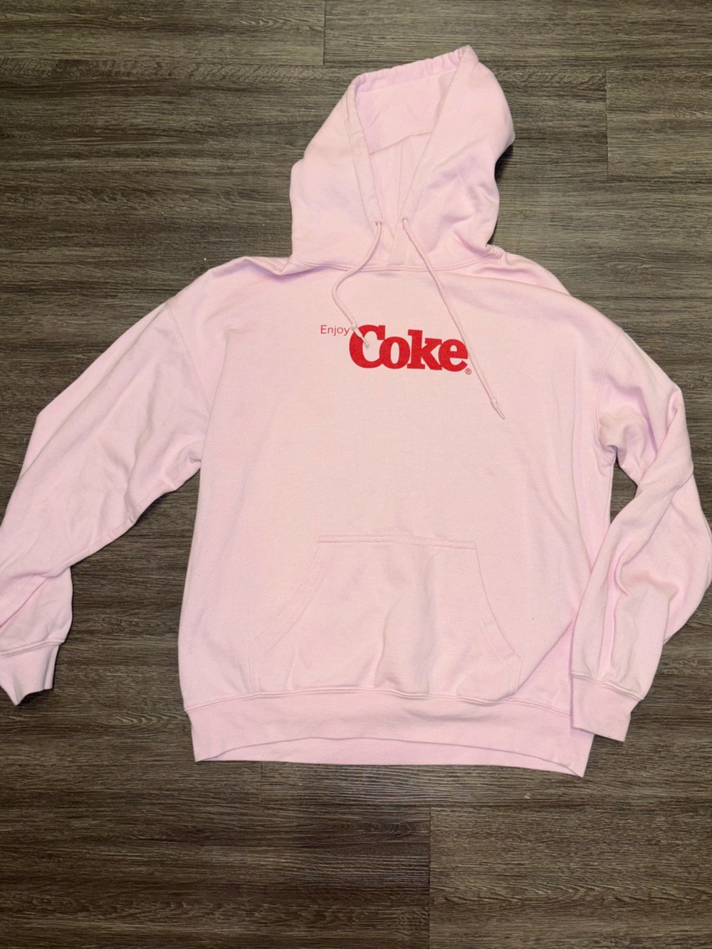 Vintage Coca Cola Pink Pullover Hoodie with Red Logo - Women's Sweatshirt